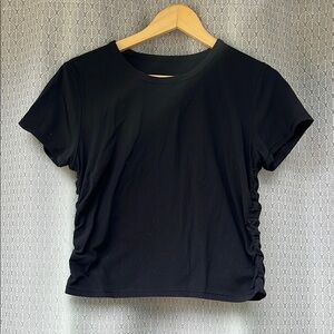 Lululemon Athletica Black Flutter Sleeve Crop Top